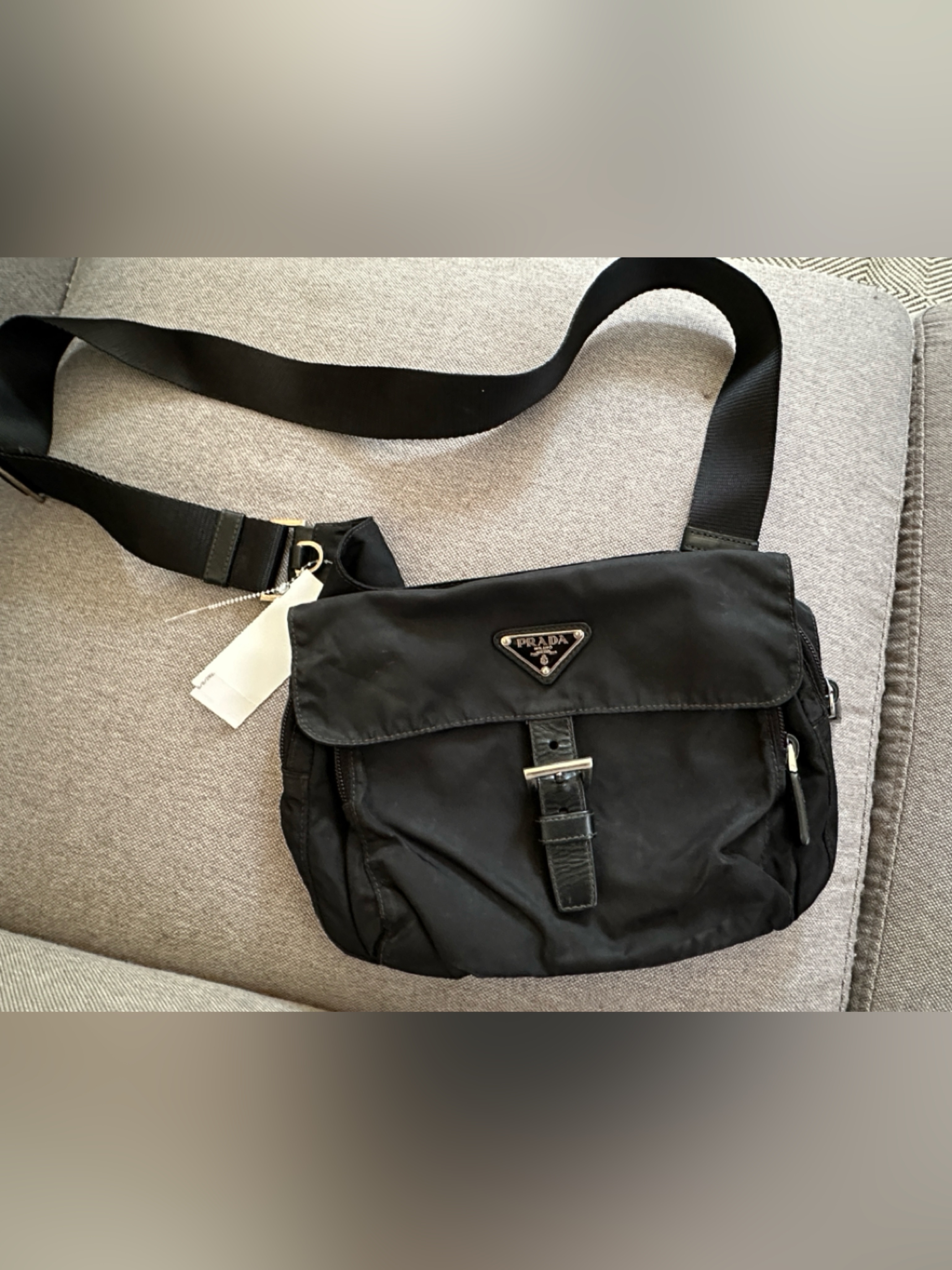 Prada Black Nylon Belt Bag With Silver Hardware
